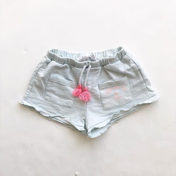 Zara blue cotton ruffle hem shorts VGUC 2/3T - Picture 1 of 5